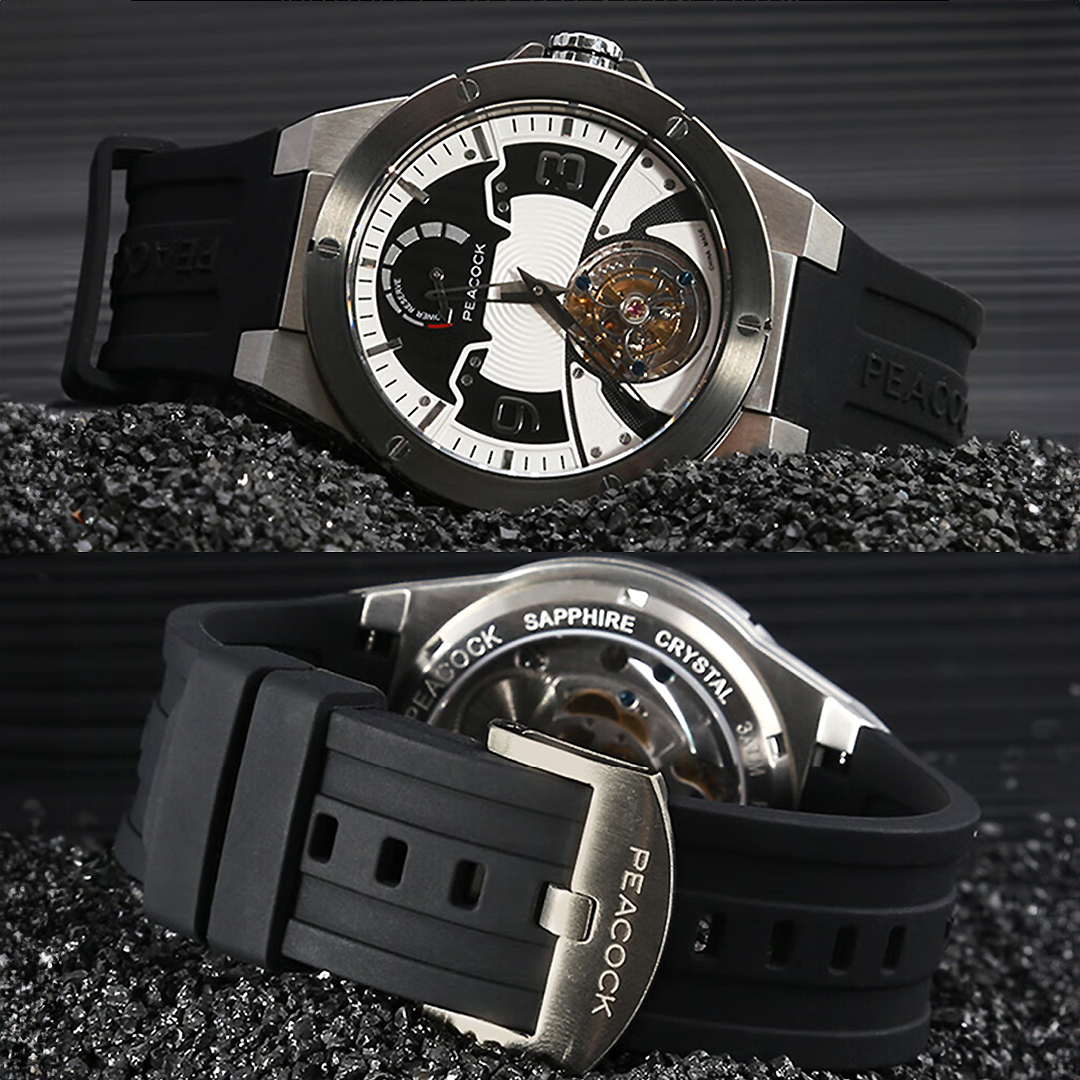 Peacock Voyager Center Axis Tourbillon Watch black strap