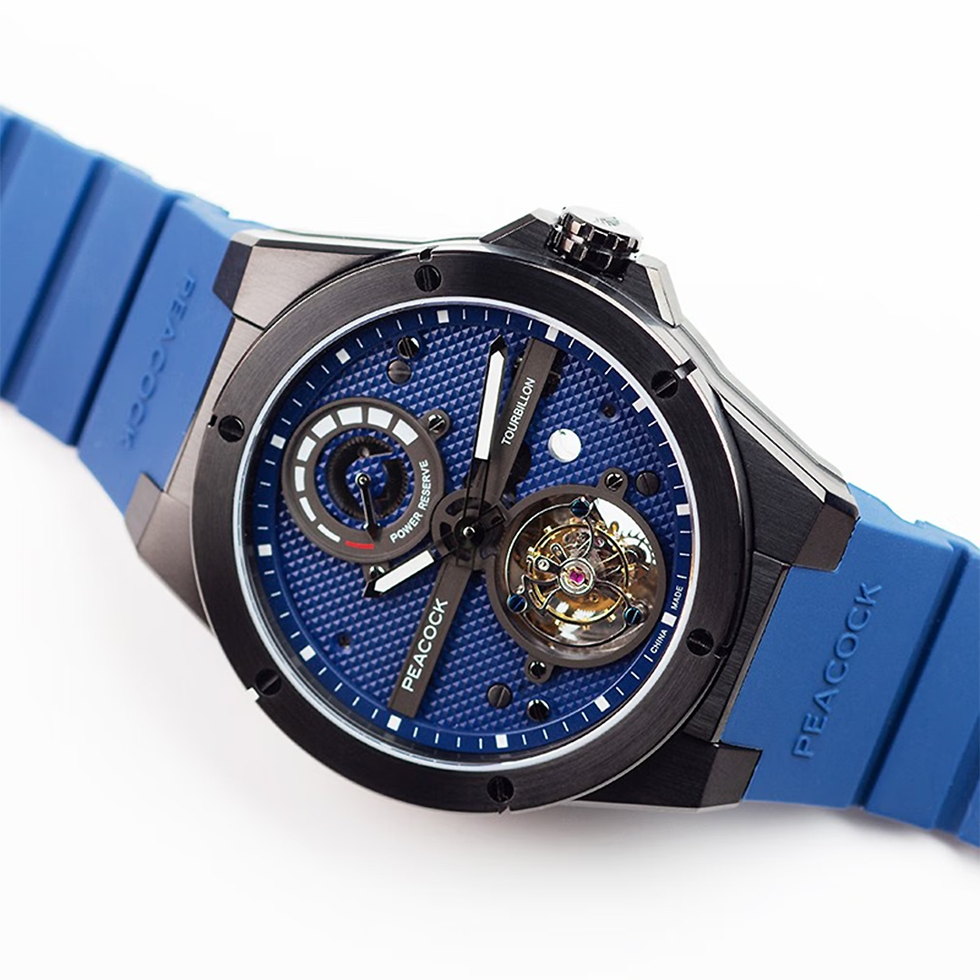 Peacock Tourbillon Climber Center Axis Blue Watch Strap