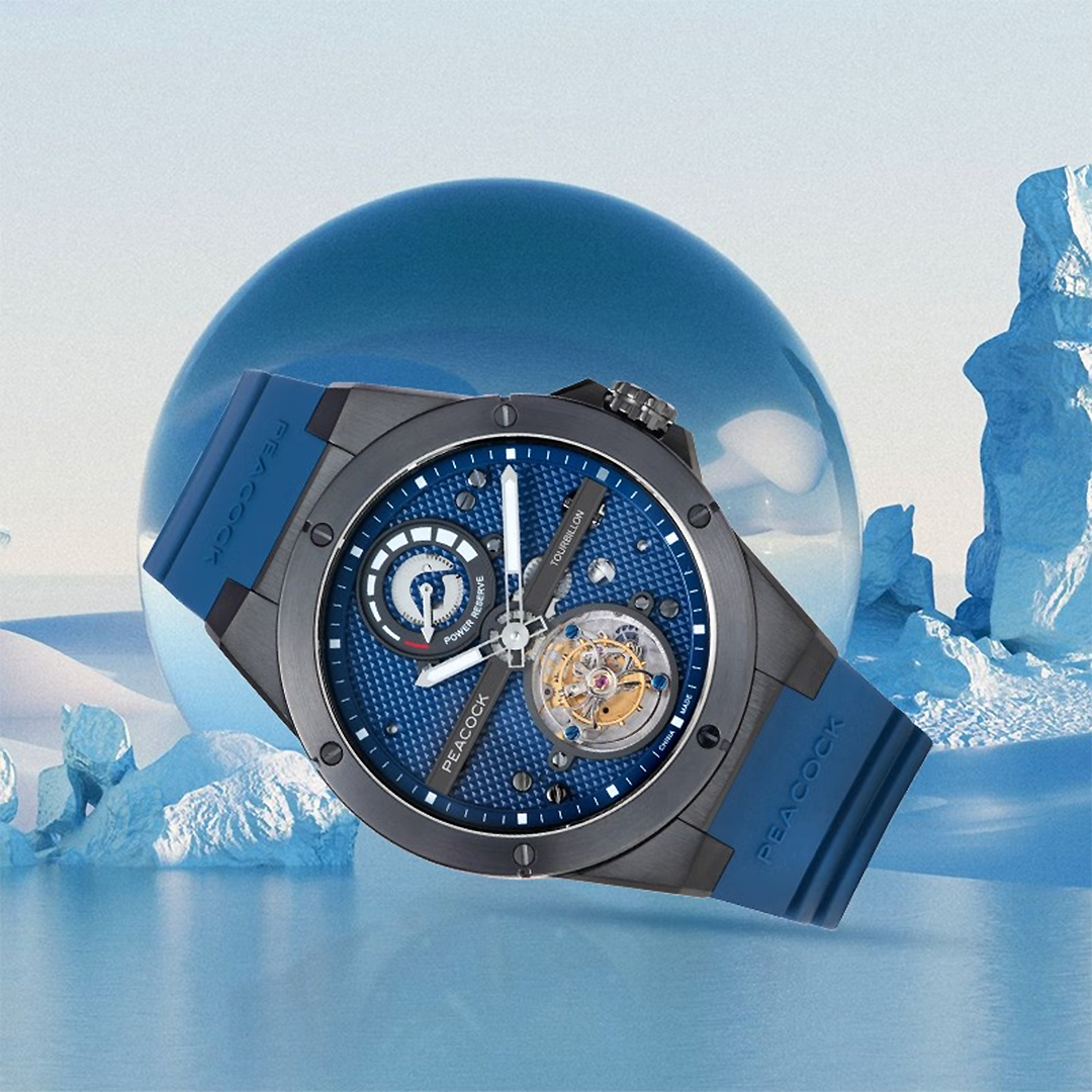 Peacock Tourbillon Climber Center Axis Blue Watch