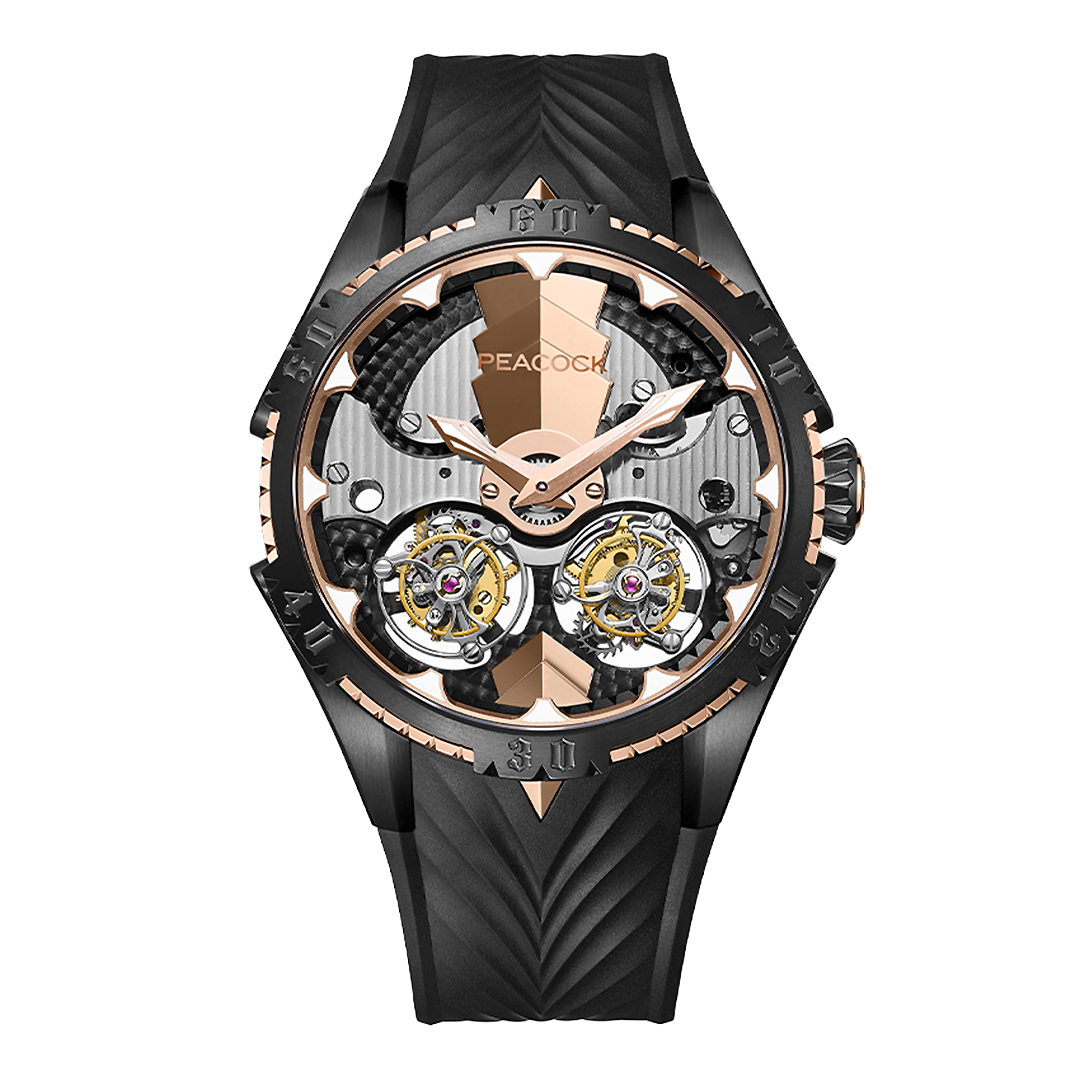 Peacock Plume Monarch Dual Tourbillon Watch