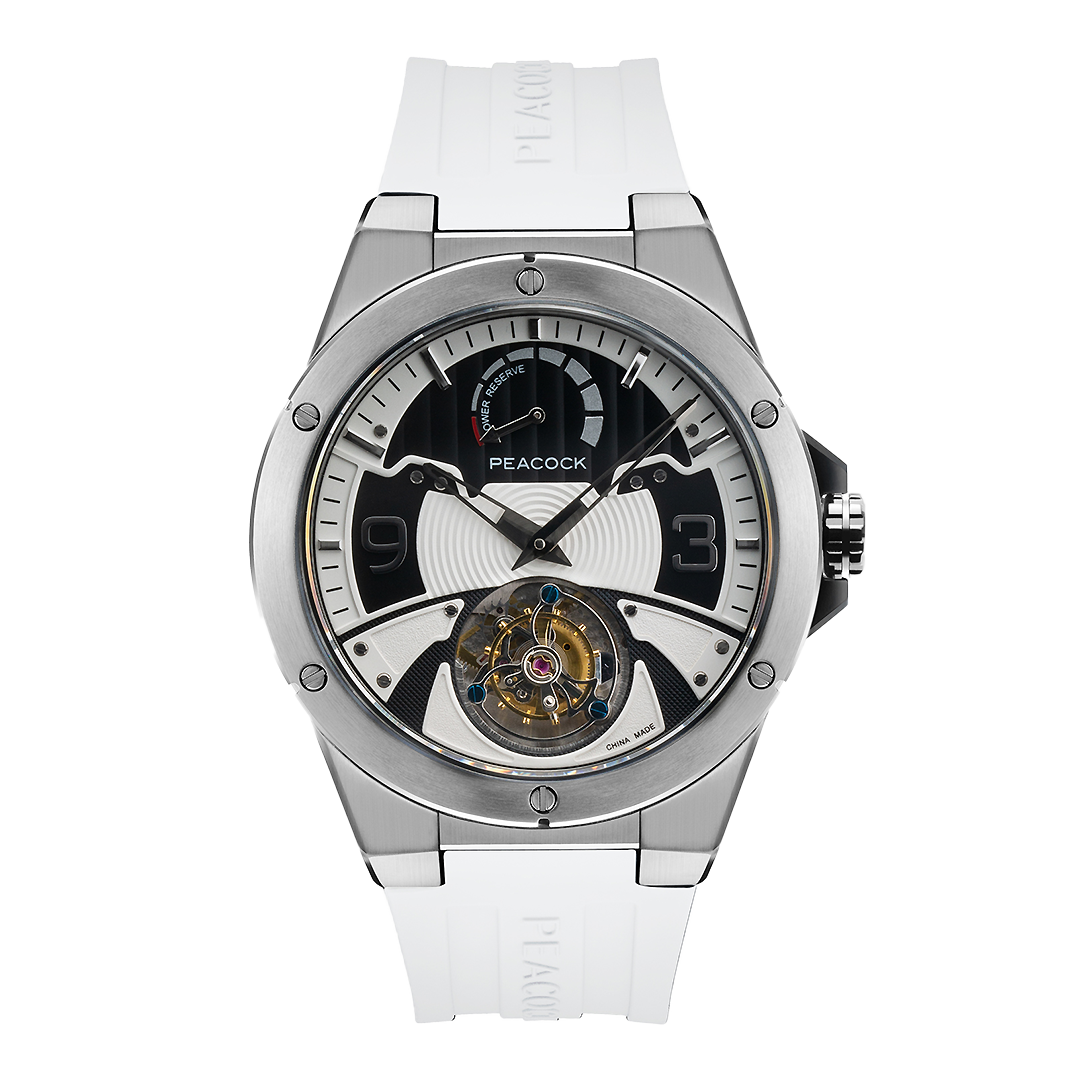 Peacock Voyager Center Axis Tourbillon Watch White