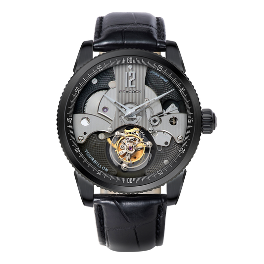Peacock Witness Off-center Tourbillon Watch Black