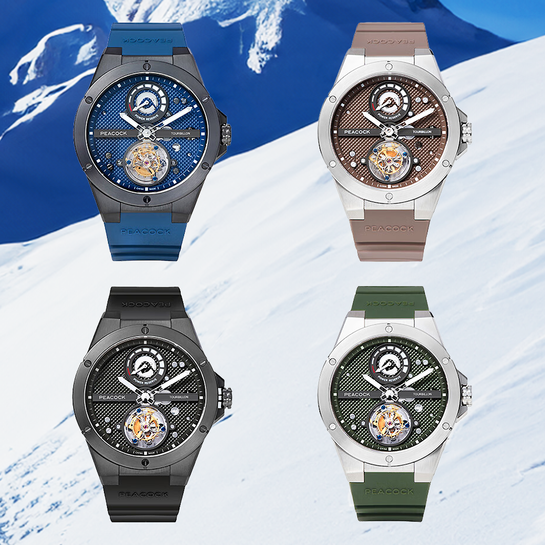 Peacock Tourbillon Climber Center Axis Tourbillon Watch 4 colors