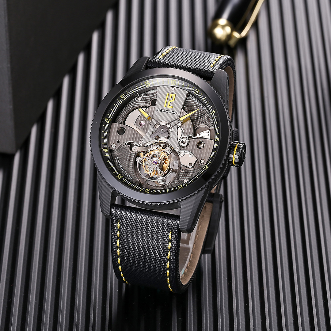 Peacock Pathfinder Carbon Fire Tourbillon Yellow Watch