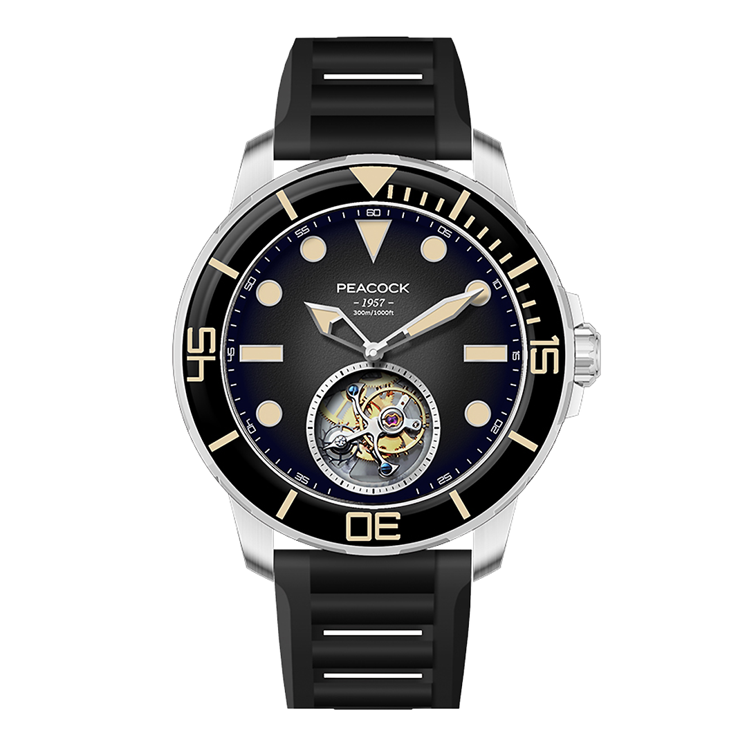 Peacock Tourbillon Ocean Wing Black Watch Diver 300M