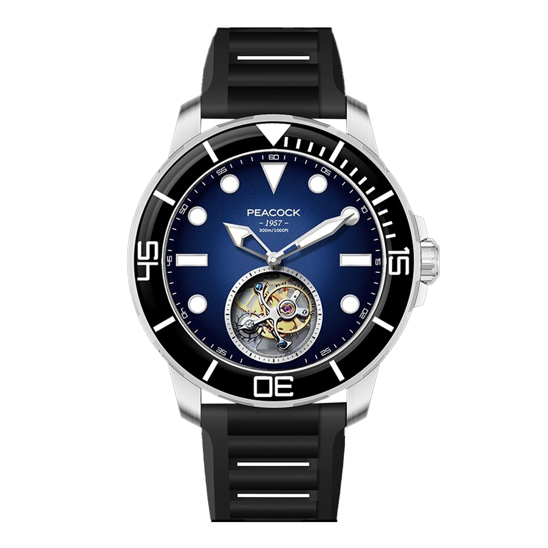 Peacock Tourbillon Ocean Wing Blue Watch Diver 300M