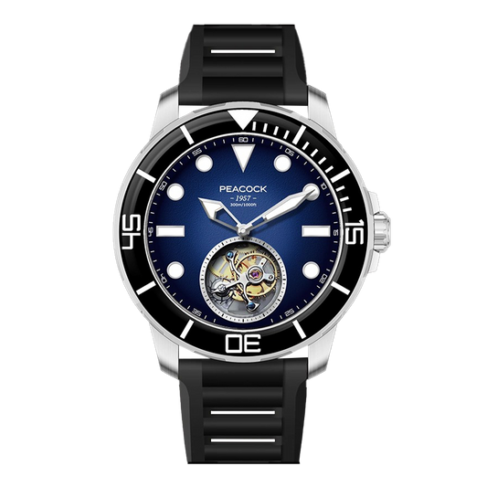 Peacock Tourbillon Ocean Wing Blue Watch Diver 300M
