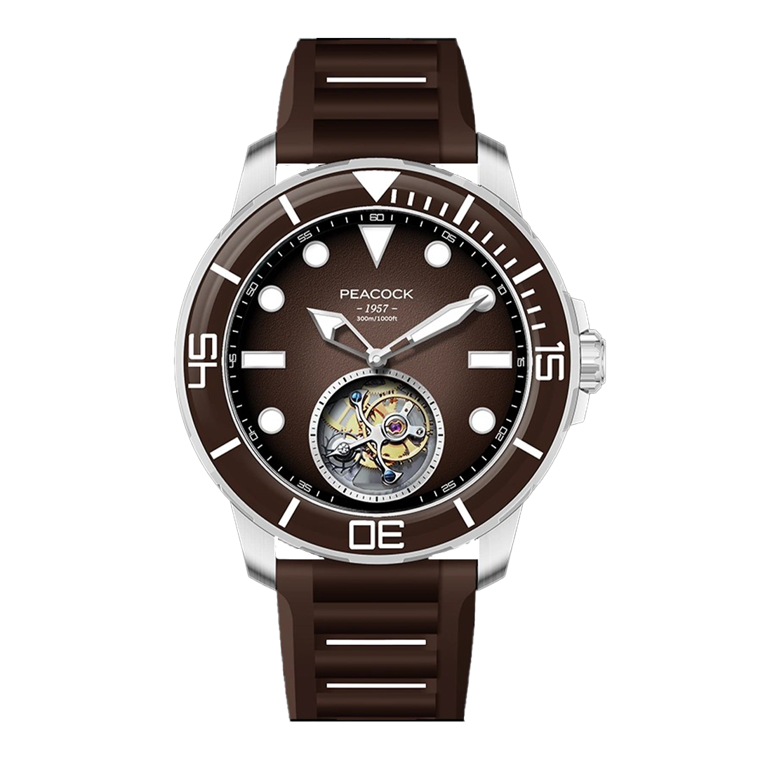 Peacock Tourbillon Ocean Wing Brown Watch Diver 300M