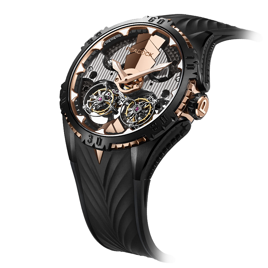 Peacock Plume Monarch Dual Tourbillon Watch