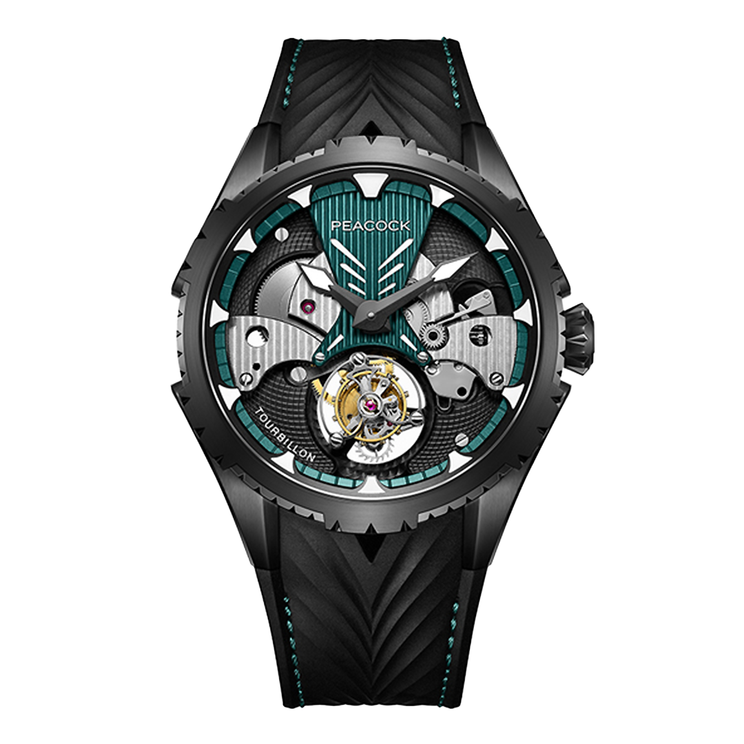 Peacock Plume Warrior Center Axis Tourbillon Green Watch