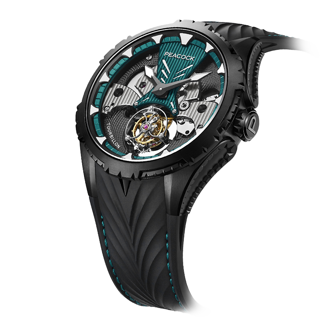 Peacock Plume Warrior Center Axis Tourbillon Green Watch