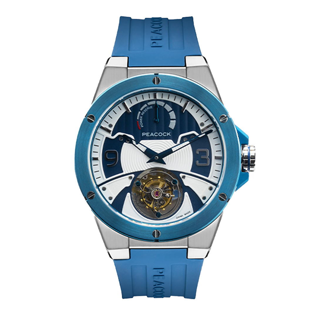 Peacock Voyager Center Axis Tourbillon Watch Blue
