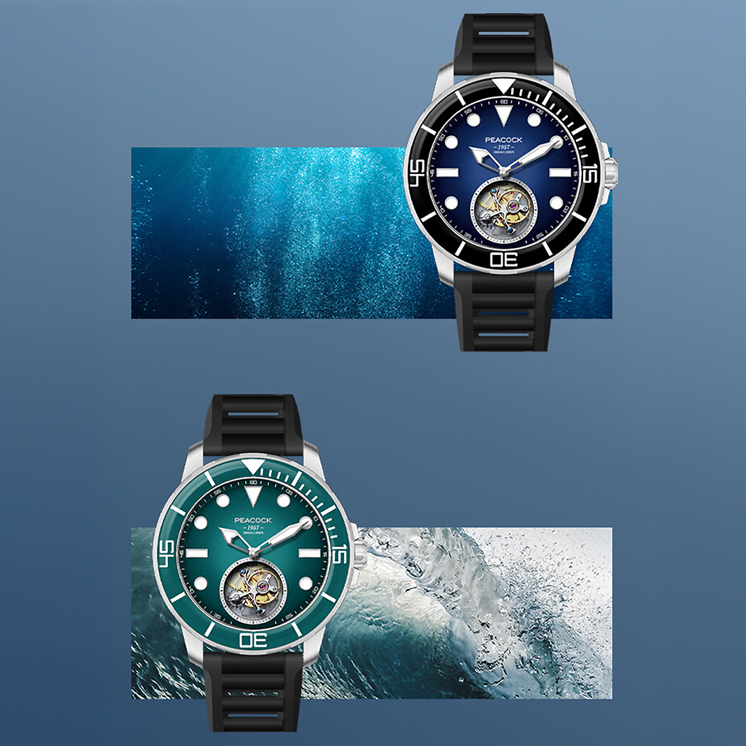 Peacock Tourbillon Ocean Wing Watch Diver 300M