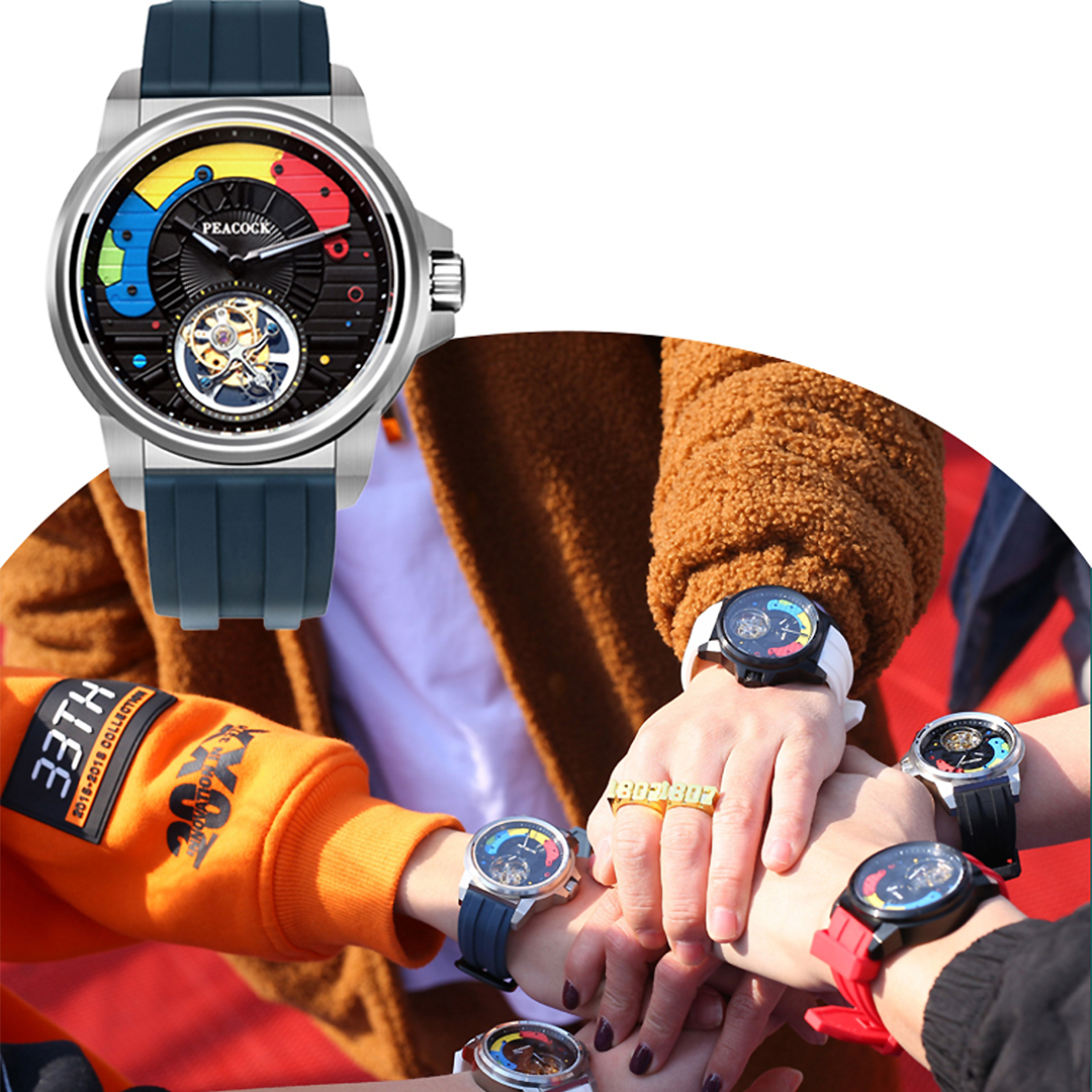 Peacock Tourbillon Time Color Off-center Tourbillon Watch for sports wearing