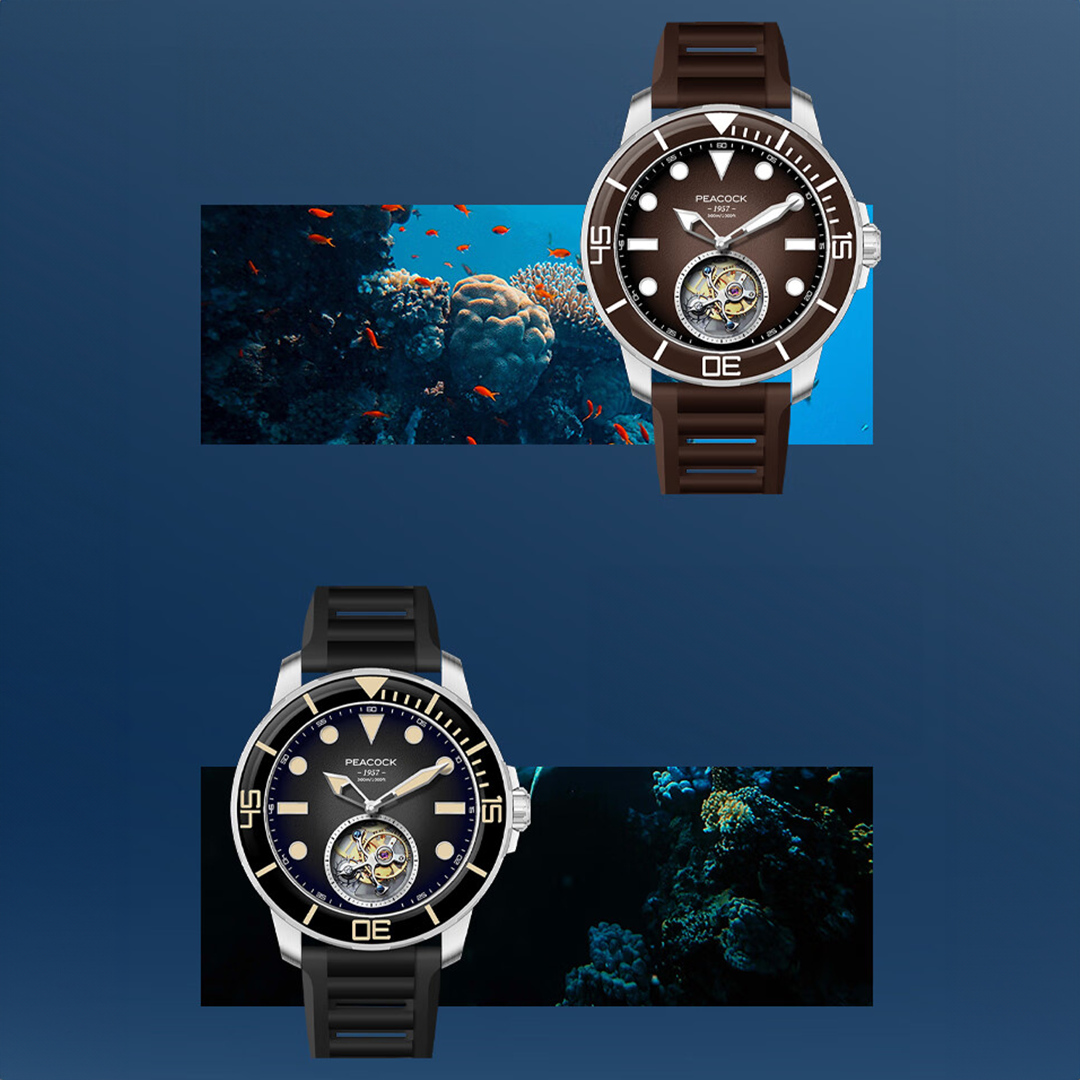 Peacock Tourbillon Ocean Wing Watch Diver 300M