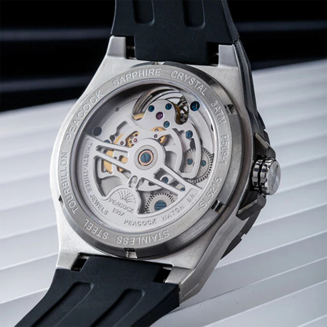 Peacock Voyager Center Axis Tourbillon Watch case back