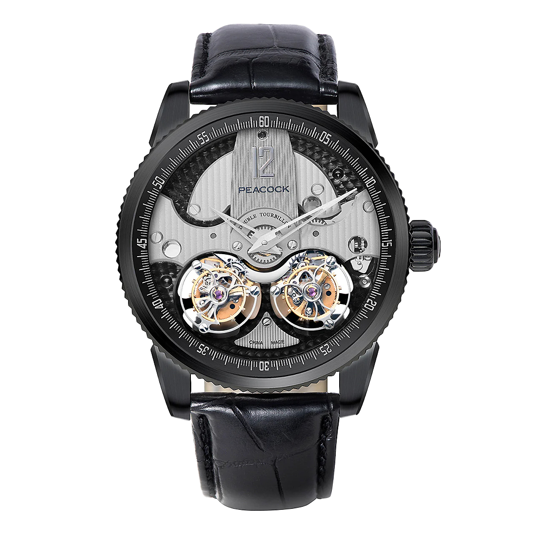 Peacock King Returns Dual Tourbillon Watch 45mm Black