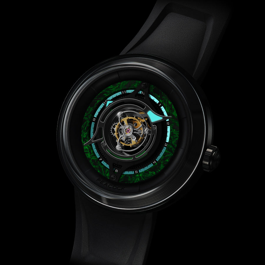 Peacock Black Hole Tourbillon Watch luminous