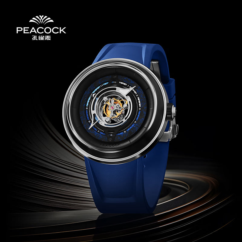 Peacock Black Hole Central Tourbillon Watch Blue