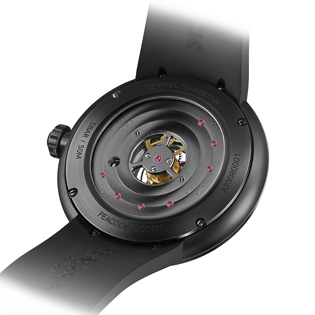 Peacock Black Hole Central Tourbillon Watch