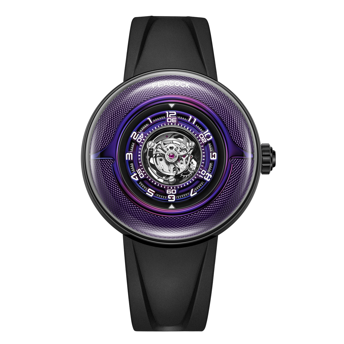 Peacock Black Hole · III Curved Guilloché Central Tourbillon Watch
