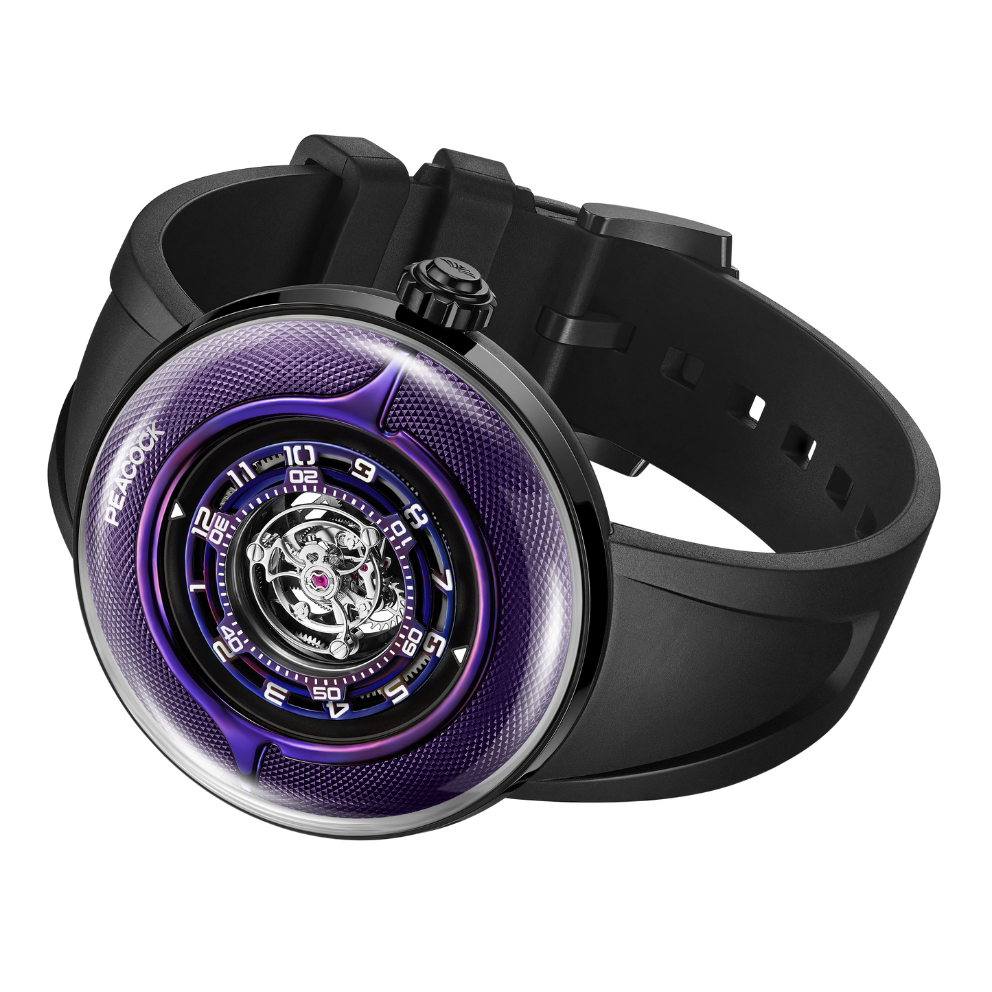 Peacock Black Hole · III Curved Guilloché Central Tourbillon Watch