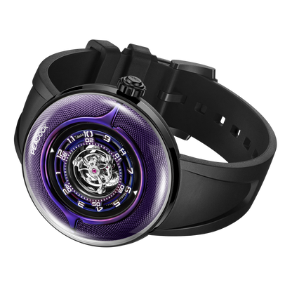 Peacock Black Hole · III Curved Guilloché Central Tourbillon Watch