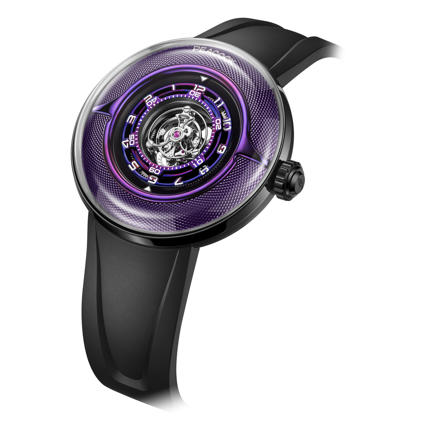 Peacock Black Hole · III Curved Guilloché Central Tourbillon Watch