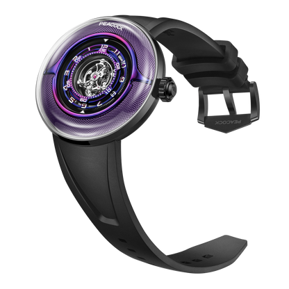 Peacock Black Hole · III Curved Guilloché Central Tourbillon Watch