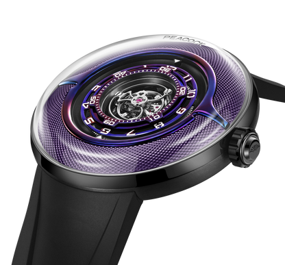 Peacock Black Hole · III Curved Guilloché Central Tourbillon Watch