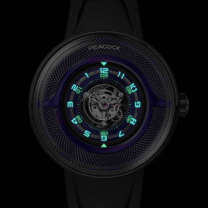 Peacock Black Hole · III Curved Guilloché Central Tourbillon Watch