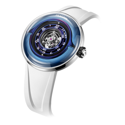 Peacock Black Hole · III Curved Guilloché Central Tourbillon Watch