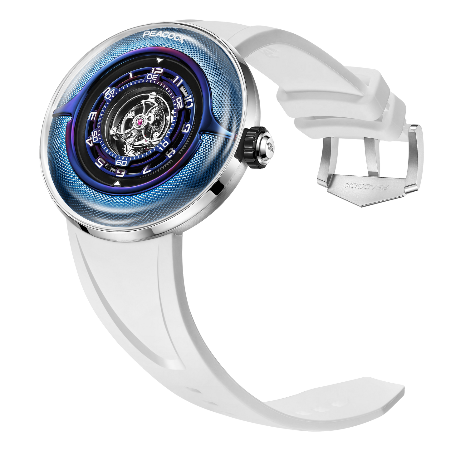 Peacock Black Hole · III Curved Guilloché Central Tourbillon Watch