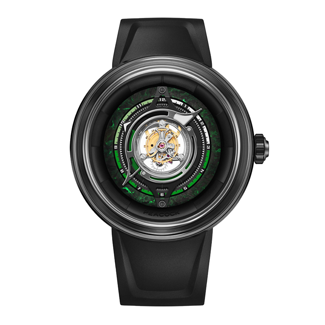 Peacock Watches Black Hole Central Tourbillon — Green