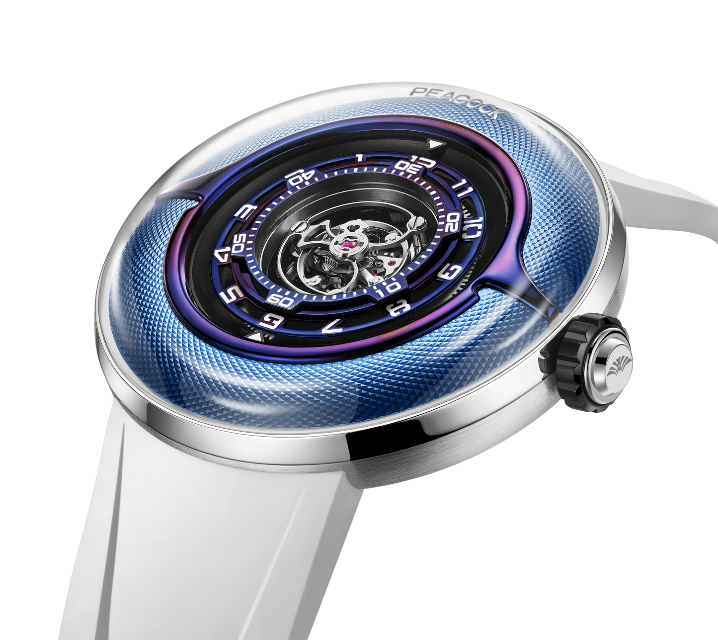 Peacock Black Hole · III Curved Guilloché Central Tourbillon Watch