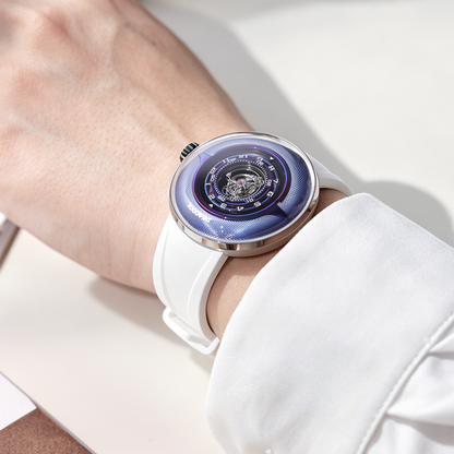 Peacock Black Hole Curved Guilloché Central Tourbillon Watch