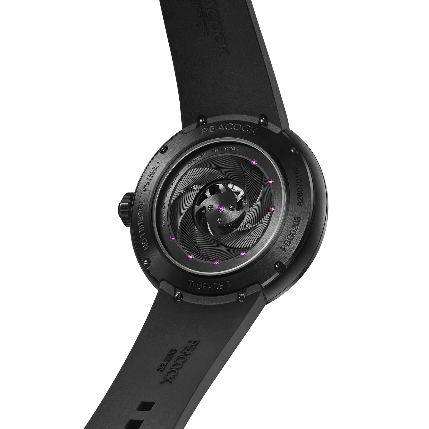 Peacock Black Hole · III Curved Guilloché Central Tourbillon Watch