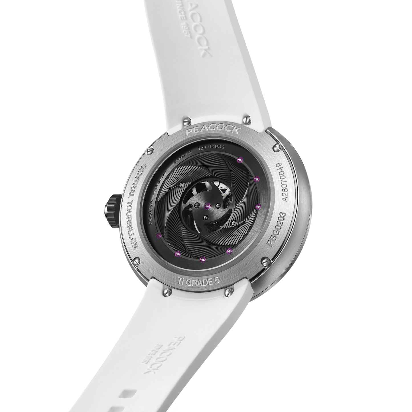 Peacock Black Hole · III Curved Guilloché Central Tourbillon Watch