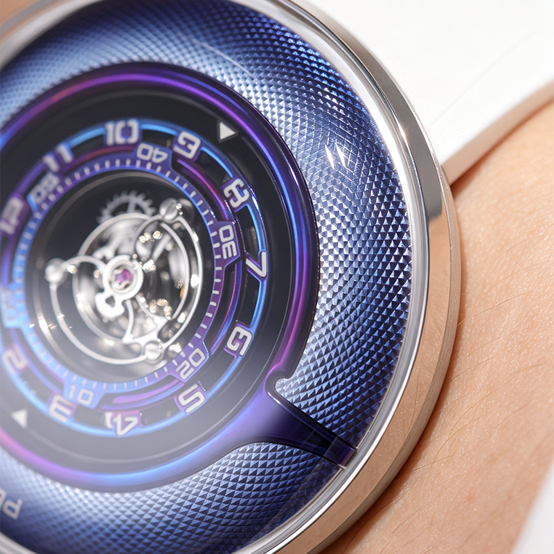 Peacock Black Hole Curved Guilloché Central Tourbillon Watch