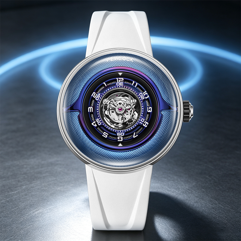 Peacock Black Hole · III Curved Guilloché Central Tourbillon Watch