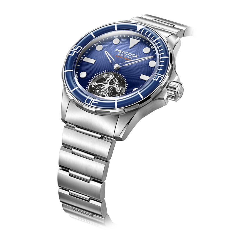 孔雀羽毛凝視手工扭索飾紋陀飛輪腕錶