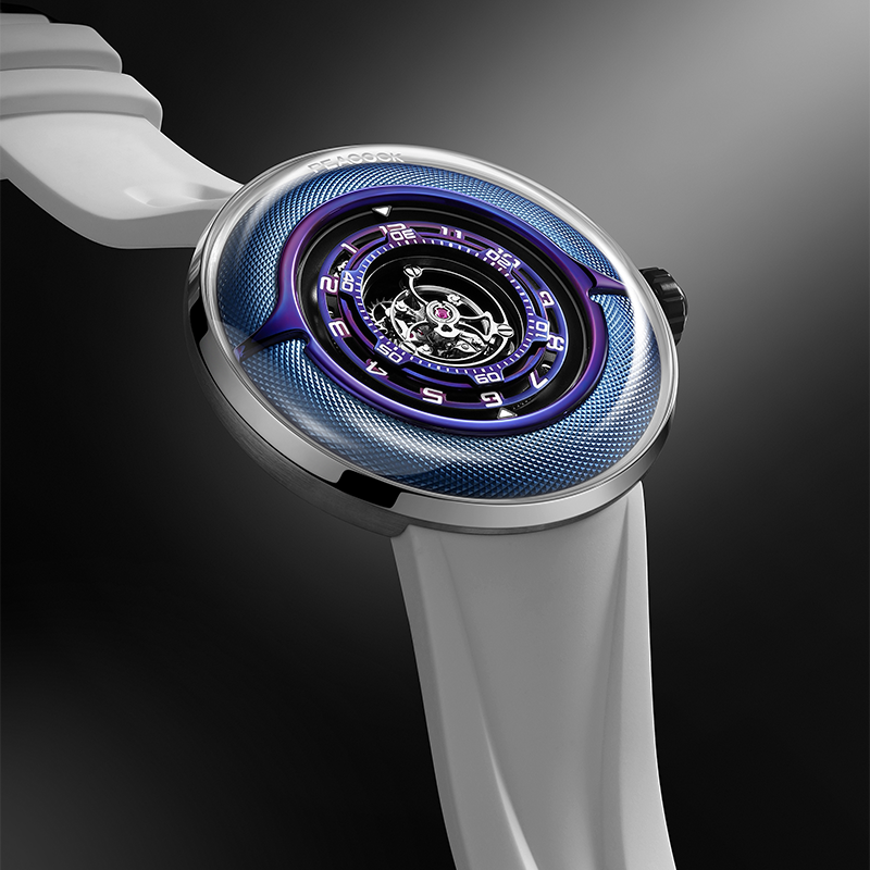 Peacock Black Hole · III Curved Guilloché Central Tourbillon Watch