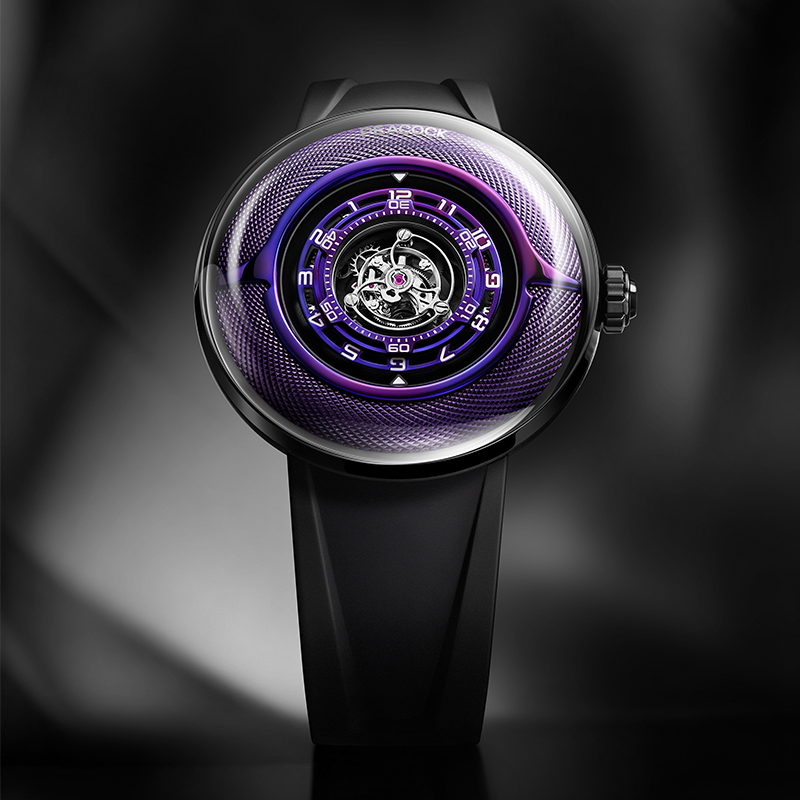 Peacock Black Hole · III Curved Guilloché Central Tourbillon Watch