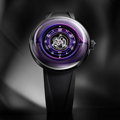 Peacock Black Hole · III Curved Guilloché Central Tourbillon Watch