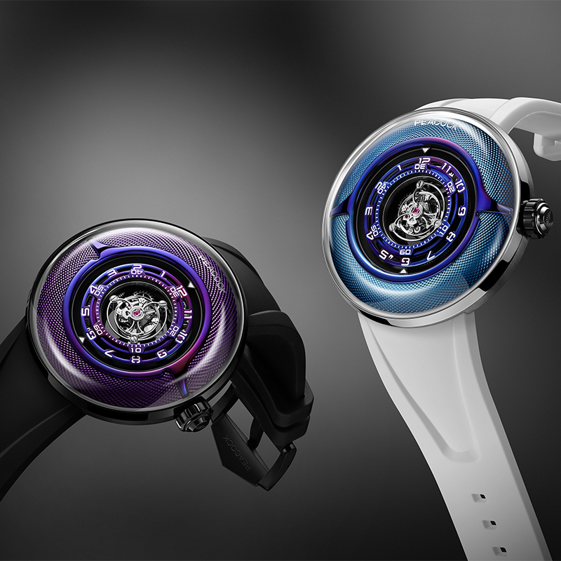 Peacock Black Hole · III Curved Guilloché Central Tourbillon Watch