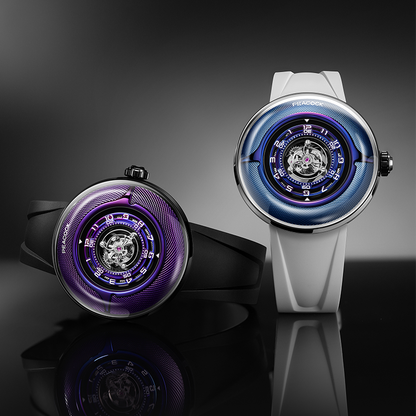 Peacock Black Hole · III Curved Guilloché Central Tourbillon Watch