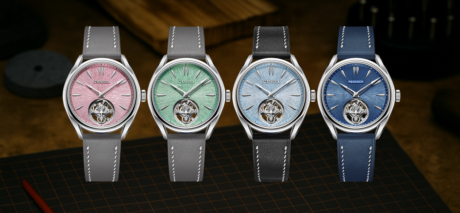 Peacock Divine Craft Hand-Made Micro-Engraved Ultra-Thin Tourbillon Watch