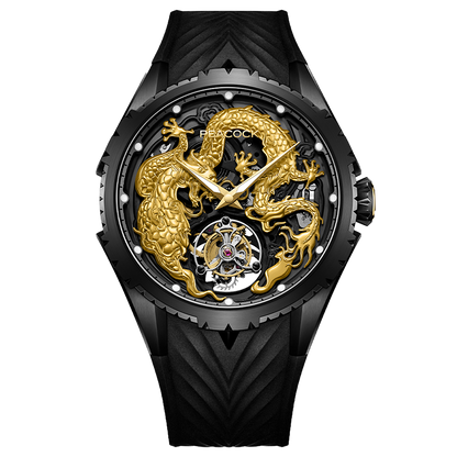 Peacock 24K Gold Year of the Dragon Tourbillon Watch