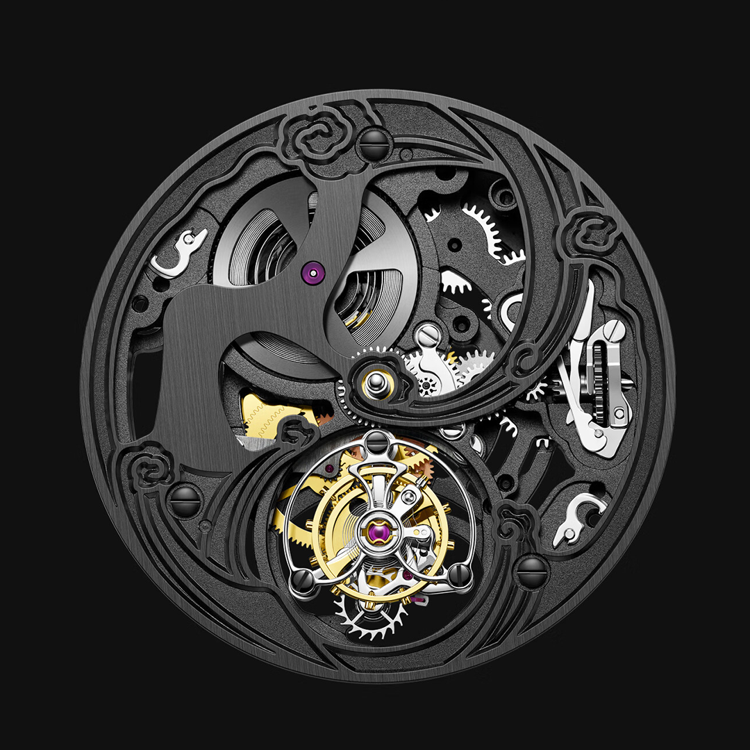 Peacock Tourbillon 24K Gold Dragon Watch Movement